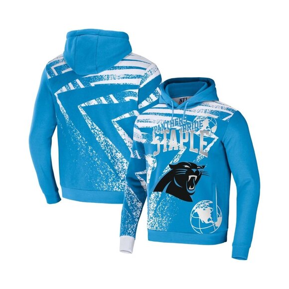 NEW Men's NFL X Staple Blue Carolina Panthers All Over Print Pullover Hoodie MSR - Picture 3 of 4